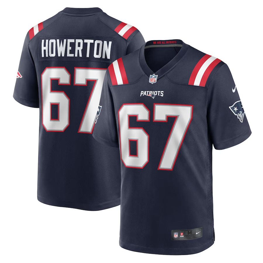 Men New England Patriots 67 Hayden Howerton Nike Navy Home Game Player NFL Jersey